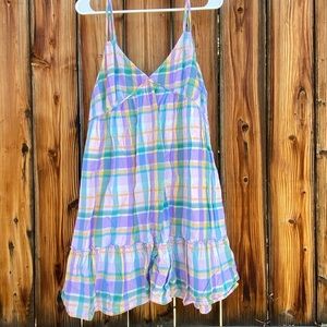 Purple Plaid Sweet Mini Dress